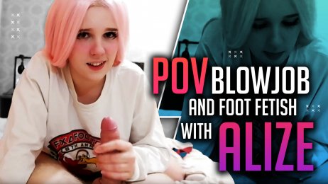 POV blowjob and foot fetish with Alize
