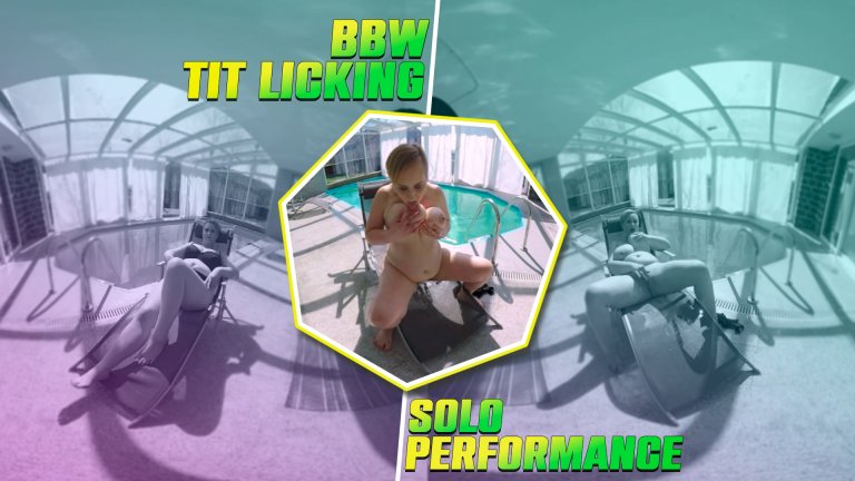 BBW Tit Licking Solo performance